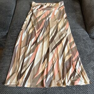 KASPER Women's Stretch Polyester Maxi Flare‎ Skirt Striped Multicolor Size L
